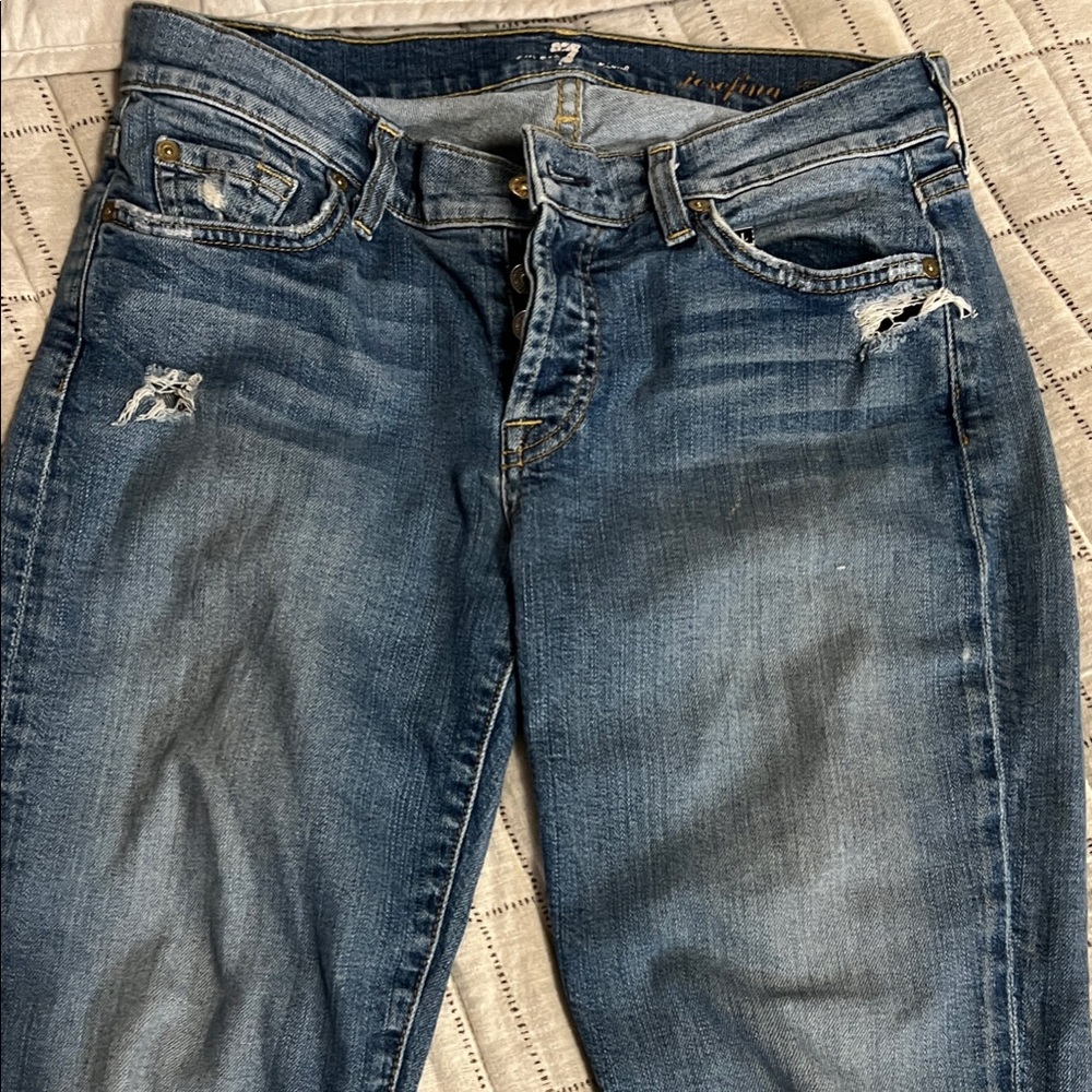 7 For All Mankind Blue Boyfriend Jeans